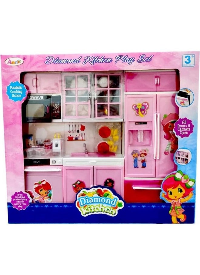 bluebell - Bluebell Diamond Star Kitchen Playset Toy with Realistic Cooking Action Toy - Large Size Pretend Play Toy Set Modular Kitchen Openable Doors (Diamond Kitchen Set) - Image 1
