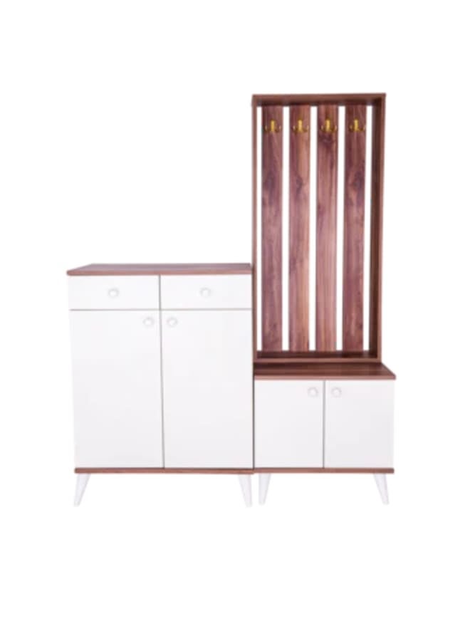 Zahra Furniture Carmel Shoe Cabinet with hanging unit White Wood 80*40*120