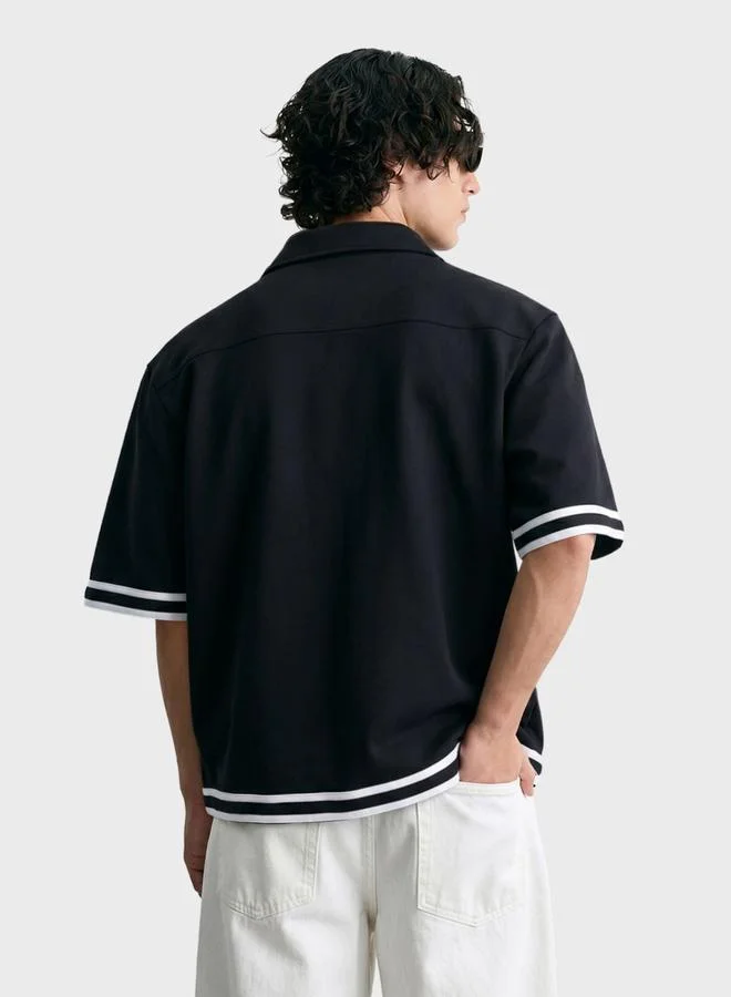 The Indian Garage Co  Men Boxy Fit Embroidered Polo Collar Streetwear Shirt for Men | Best Price UAE