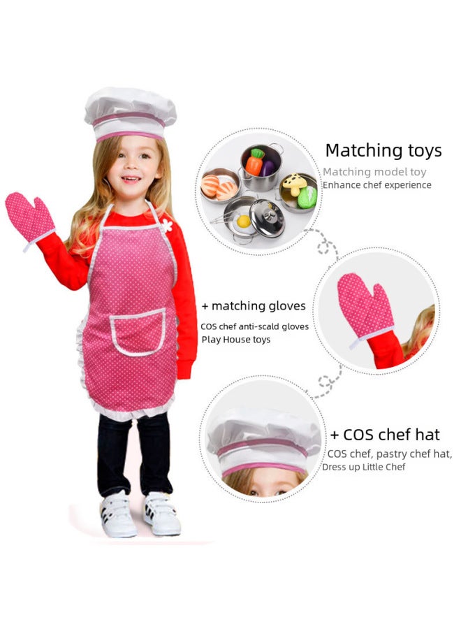 Kitchen Toys Playset Simulation Cooking Utensils Pots Pans Cutting Vegetables Toy Children's Educational Fun-Color:Chef Apron -70g - Image 4