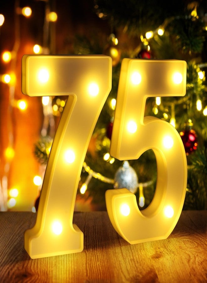 Funsky 75th Birthday Decorations for Women Men,75 Birthday Decorations for Centerpieces Table,75 Light Up Numbers Sign Led for Party Backdrop Wall Decor for Wedding Anniversary Home - Image 1