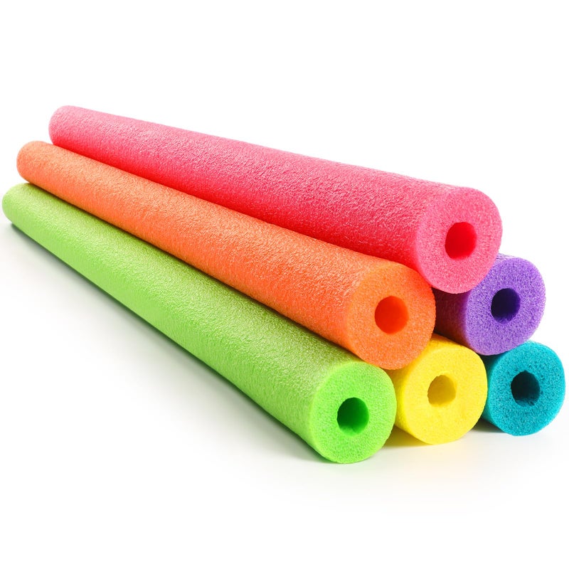 Hollowfly 6 Pack Jumbo Pool Noodles Swimming Floating Foam Tube Extra Large Hollow Bright Swimming Pool Noodles Bulk Heavy Duty for AdultsMulti Colors55 x 35 Inch - Image 4