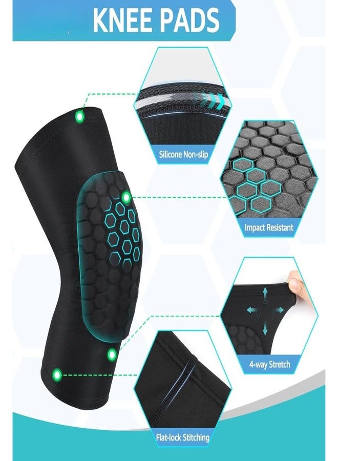 JERN Knee Compression Sleeve, Padded Honeycomb Design, Sports Protection for Volleyball, Basketball, Football, Running (Black, Large) - Image 5