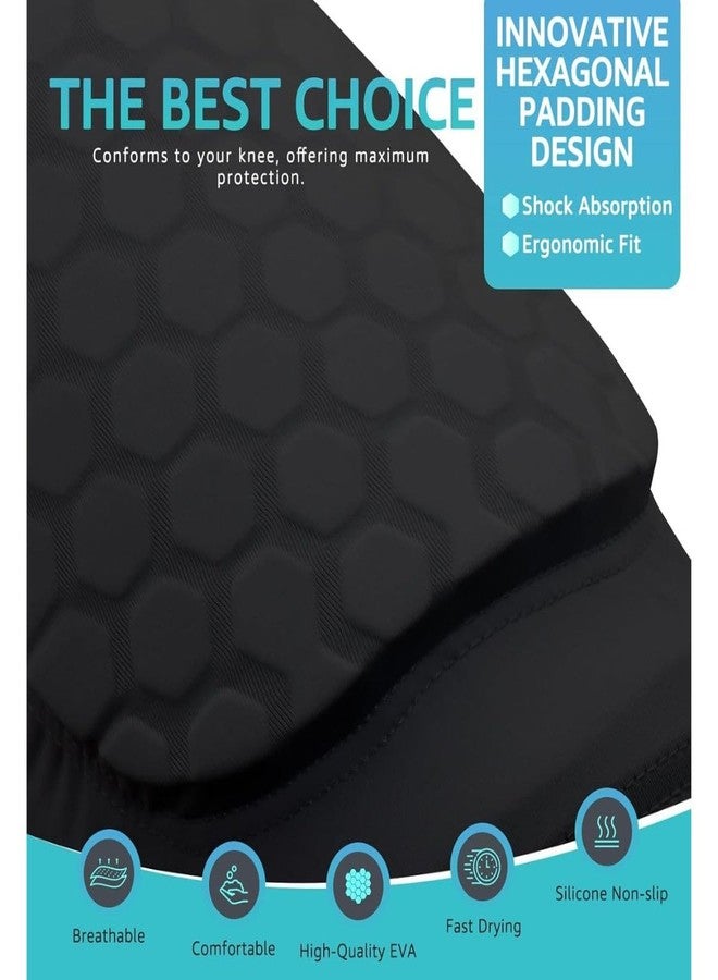 JERN Knee Compression Sleeve, Padded Honeycomb Design, Sports Protection for Volleyball, Basketball, Football, Running (Black, Large) - Image 4