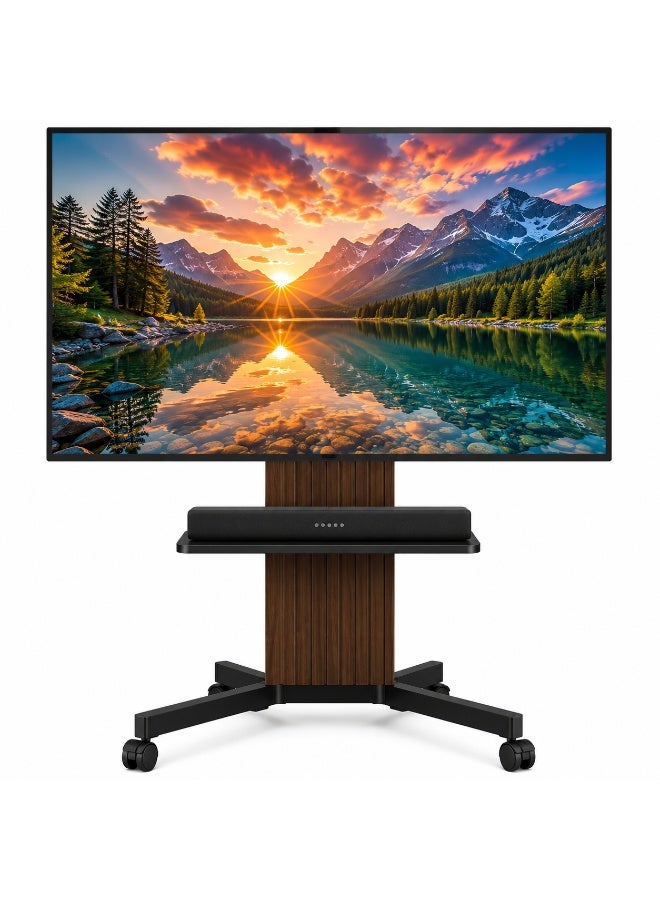 BrandTech Mobile TV Stand Cart for 32–65 Inch LED LCD OLED QLED TVs, Height Adjustable Rolling Floor TV Stand with AV Shelf, Heavy-Duty Steel, Lockable Casters, Max VESA 400x400. - Image 1