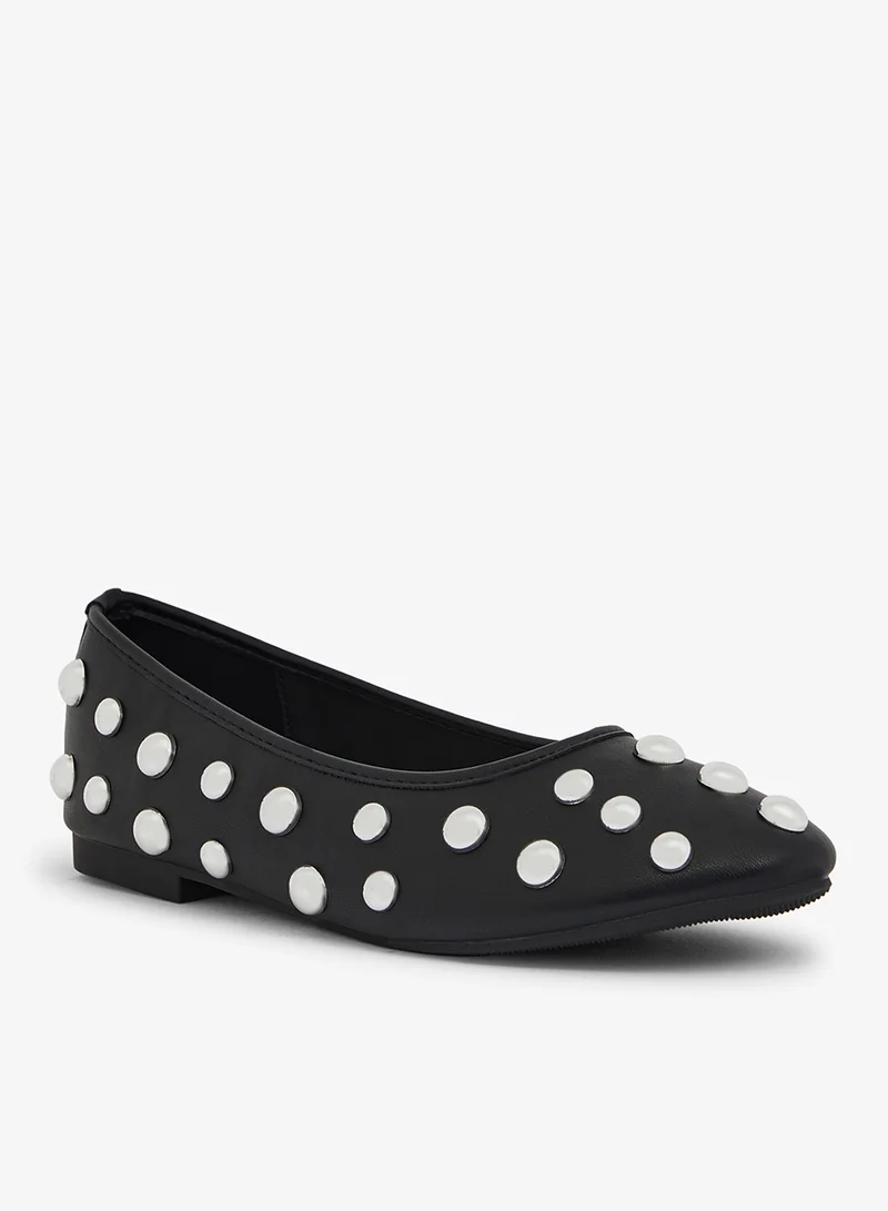 Ginger Metal Detail Embellished Ballet Flats