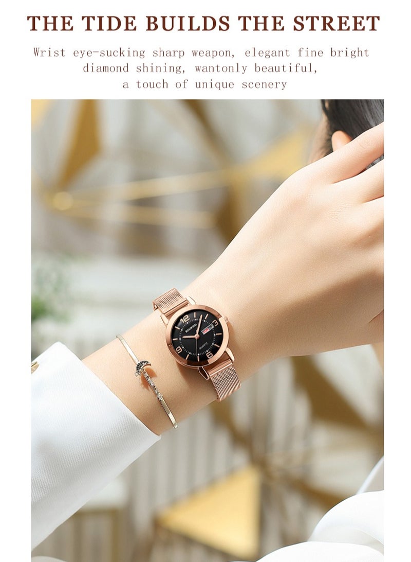 BINBOND Women's Steel Strap Quartz Watch Waterproof Elegant Watch Ladies Gifts - Image 5