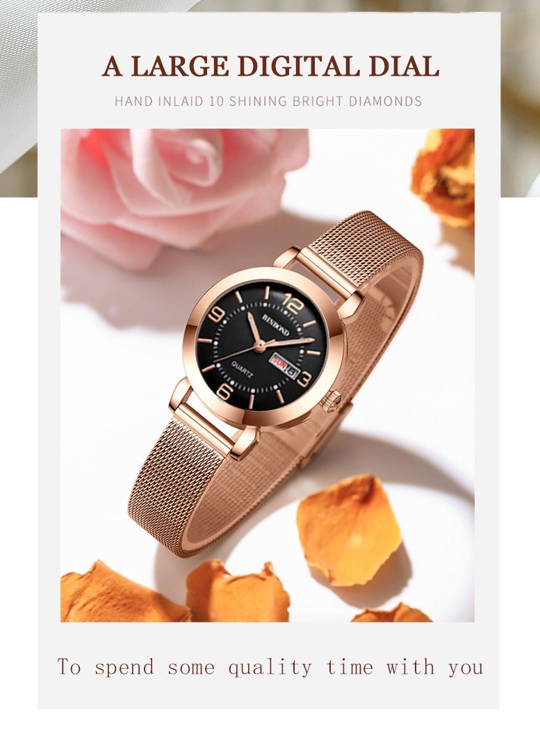 BINBOND Women's Steel Strap Quartz Watch Waterproof Elegant Watch Ladies Gifts - Image 3