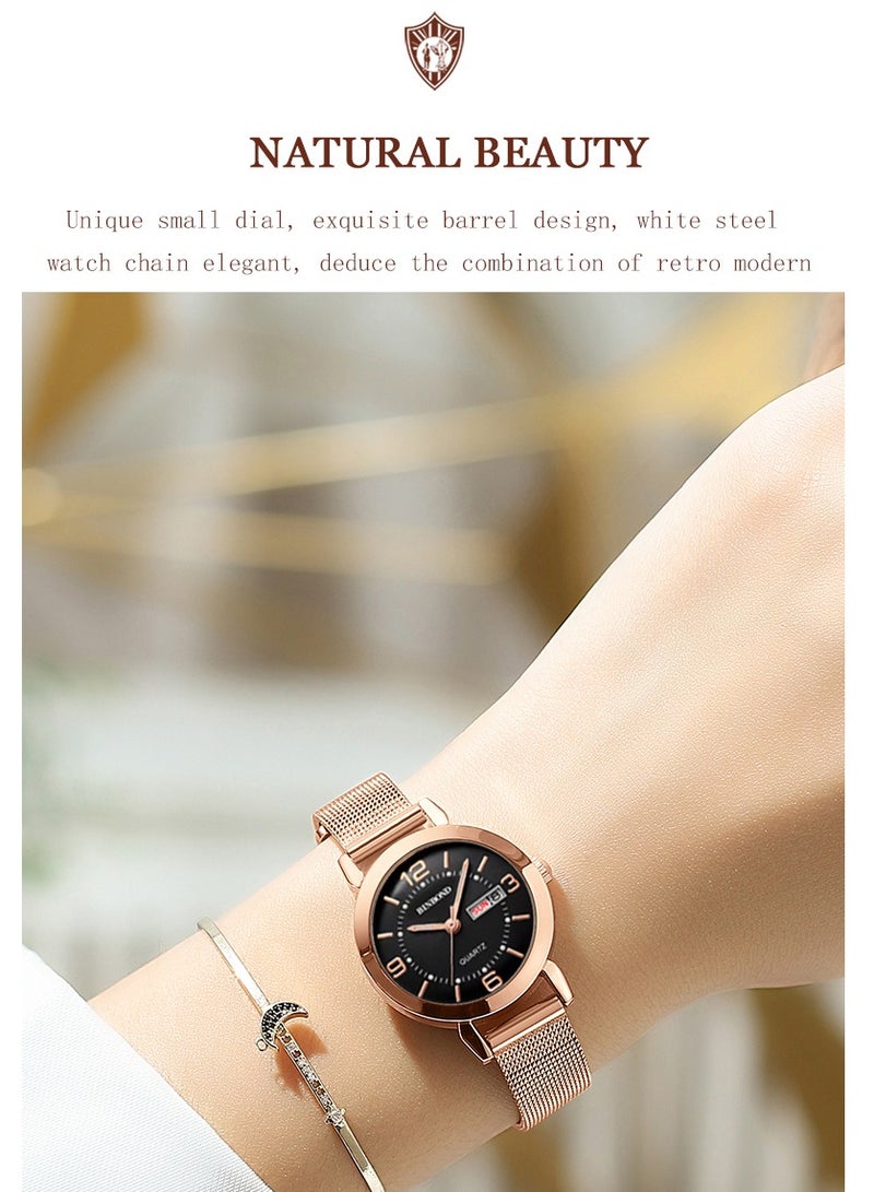BINBOND Women's Steel Strap Quartz Watch Waterproof Elegant Watch Ladies Gifts - Image 2
