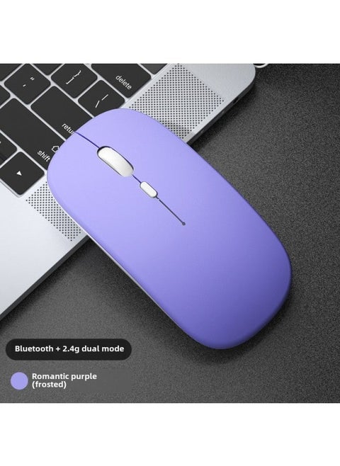 Wireless Bluetooth Mouse Quiet Charging Girl Office Dual-Mode Computer Mac Tablet Unlimited Laptop Mouse-Specification:Romantic Purple/bluetooth Dual Template [silent + Rechargeable] 2.4g Wireless + Bluetooth 5