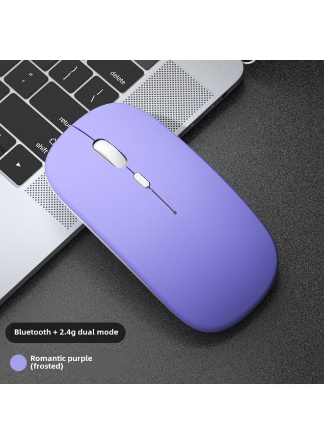 Generic - Wireless Bluetooth Mouse Quiet Charging Girl Office Dual-Mode Computer Mac Tablet Unlimited Laptop Mouse-Specification:Romantic Purple/bluetooth Dual Template [silent + Rechargeable] 2.4g Wireless + Bluetooth 5 - Image 1