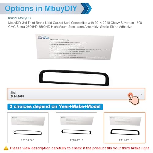 MbuyDIY 3rd Third Brake Light Gasket Seal Compatible with 2014-2018 Chevy Silverado 1500 GMC Sierra 2500HD 3500HD High Mount Stop Lamp Assembly, Single-Sided Adhesive - Image 2