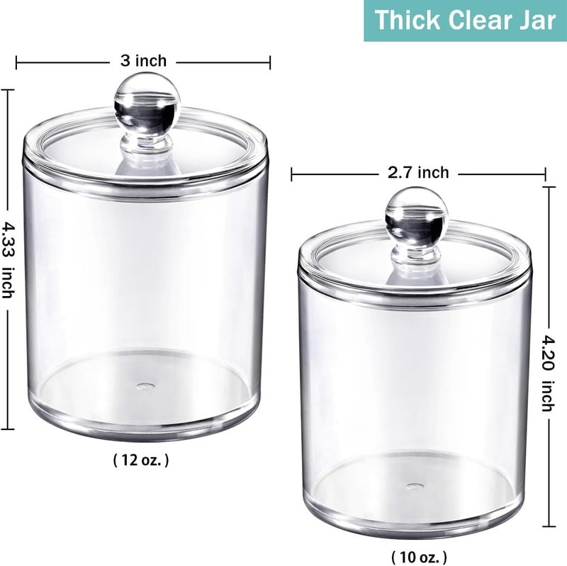 SheeChung Qtip Dispenser Holder Bathroom Vanity Organizer Apothecary Jars Canister Set for Cotton Ball,Cotton Swab,Q-tips,Cotton Rounds,Bath Salts,Premium Quality Plastic Acrylic Clear | 2 Pack,15 Oz. & 20 Oz. - Image 3