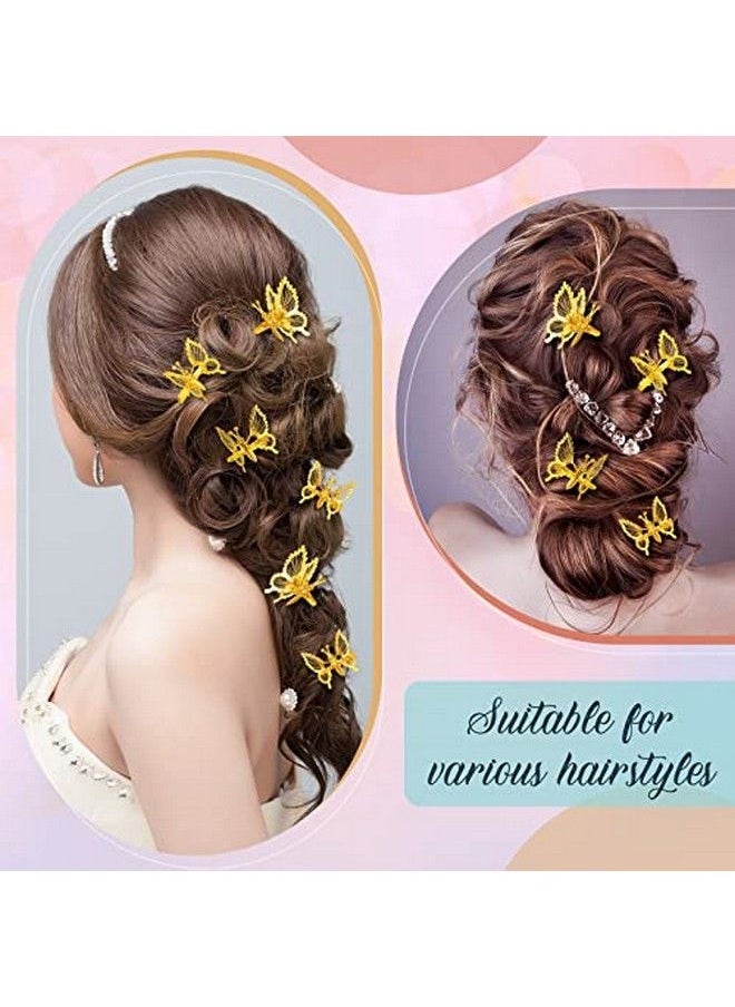 WILLBOND - 24 Pack Moving Butterfly Hair Clips Antique Side Clip 3D Butterfly Barrettes Hair Pins Moving Wing Metal Hair Clips Cute Hollow Hair Clamps Pins For Women Girls (GoldClassic) - Image 1