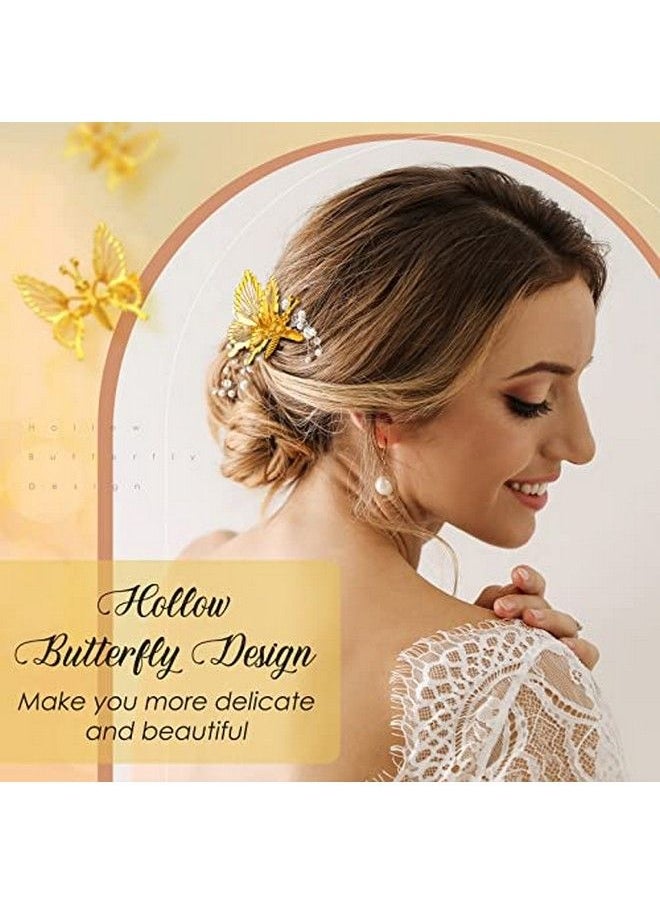 WILLBOND - 24 Pack Moving Butterfly Hair Clips Antique Side Clip 3D Butterfly Barrettes Hair Pins Moving Wing Metal Hair Clips Cute Hollow Hair Clamps Pins For Women Girls (GoldClassic) - Image 1