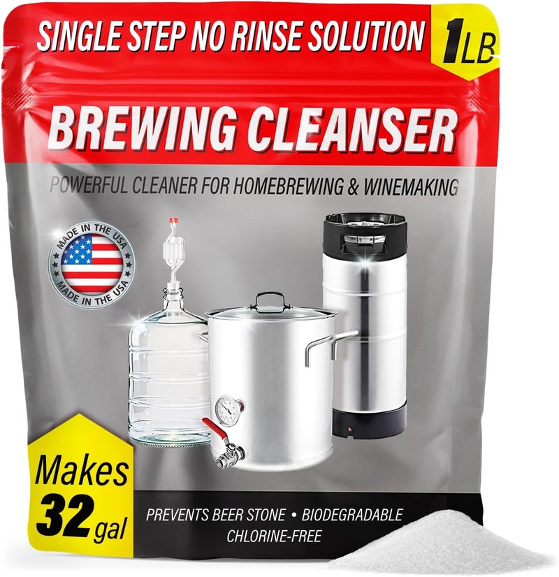 Escentile [1lb] Single Step No Rinse Brewing Cleanser - Made in USA, Powerful Powdered Brewery Wash For Cleaning & Prepping Homebrew Supplies - The Perfect Keg & Carboy Cleaner, Wine Bottle Cleaner, & More! - Image 1