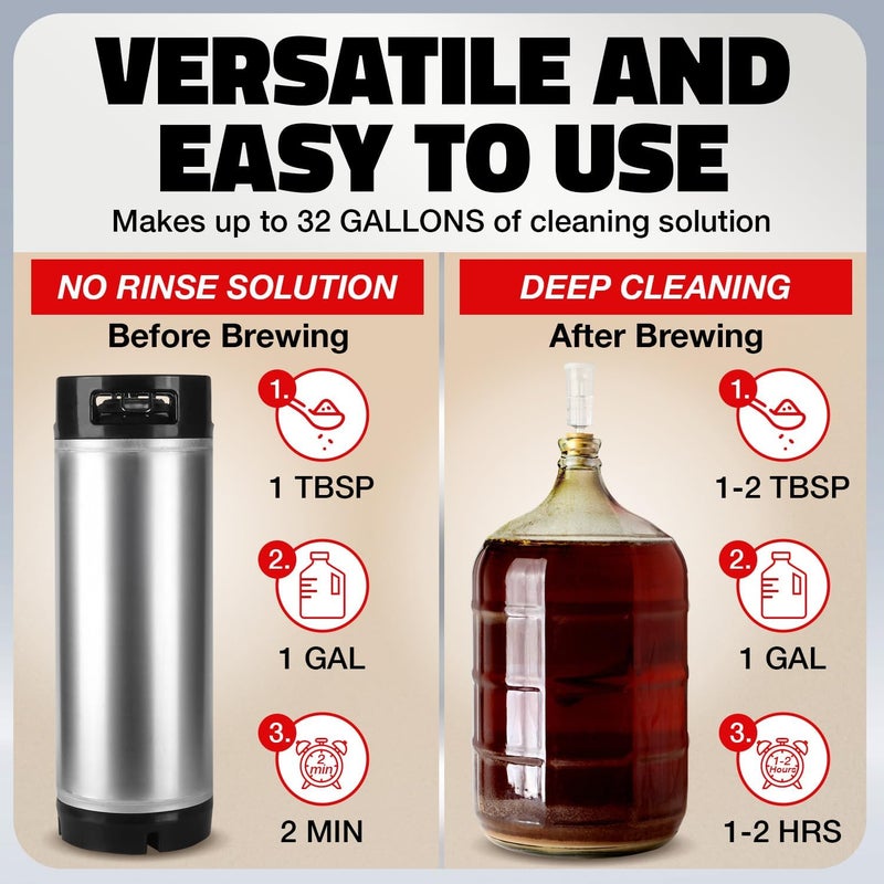 Escentile [1lb] Single Step No Rinse Brewing Cleanser - Made in USA, Powerful Powdered Brewery Wash For Cleaning & Prepping Homebrew Supplies - The Perfect Keg & Carboy Cleaner, Wine Bottle Cleaner, & More! - Image 2