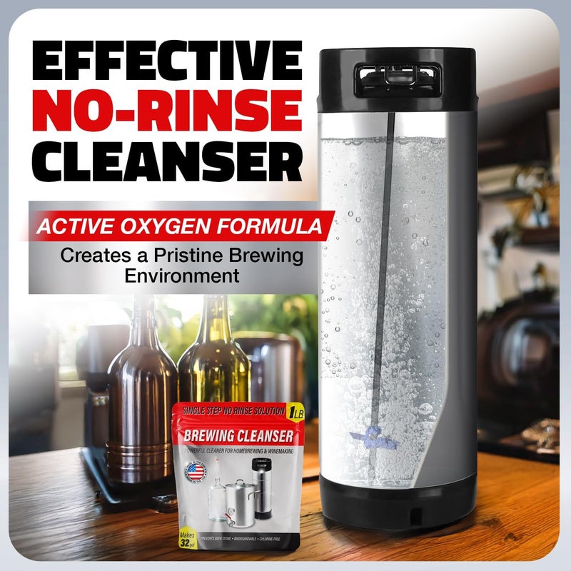 Escentile [1lb] Single Step No Rinse Brewing Cleanser - Made in USA, Powerful Powdered Brewery Wash For Cleaning & Prepping Homebrew Supplies - The Perfect Keg & Carboy Cleaner, Wine Bottle Cleaner, & More! - Image 3