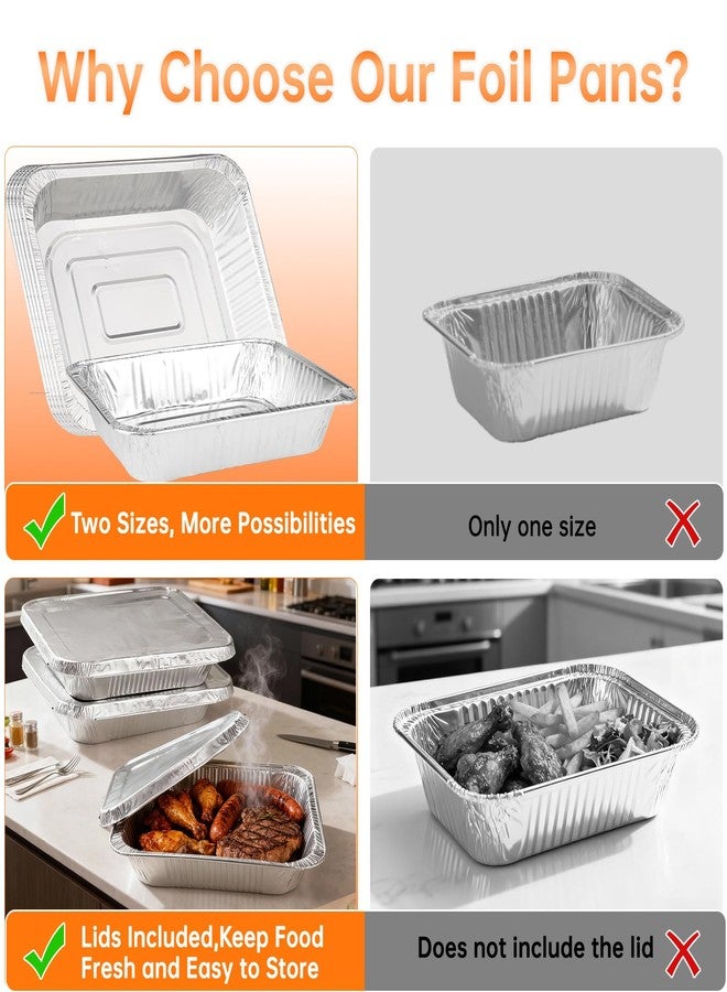 WEPSEN 40 Pack Aluminum Pans with Lids,20 Large 9x13" Aluminum Pans Disposable (10 Thick Large Lids) & 20 Medium 8.5x6" Foil Pans (20 Foil Covers), Aluminum Trays with Lids for Baking, Meal Prep, Takeout - Image 3