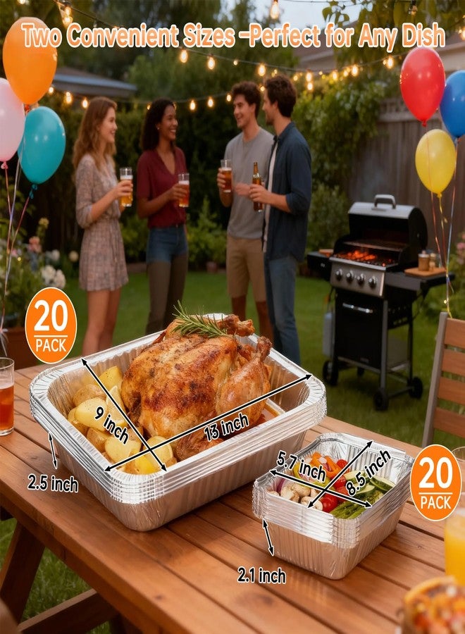 WEPSEN 40 Pack Aluminum Pans with Lids,20 Large 9x13" Aluminum Pans Disposable (10 Thick Large Lids) & 20 Medium 8.5x6" Foil Pans (20 Foil Covers), Aluminum Trays with Lids for Baking, Meal Prep, Takeout - Image 5