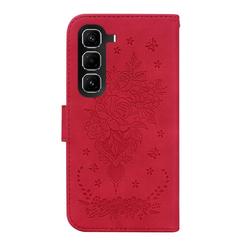 erorex For Infinix Hot 50 Pro+ 4G  Rose Embossed Leather Phone Case(Red) - Image 4