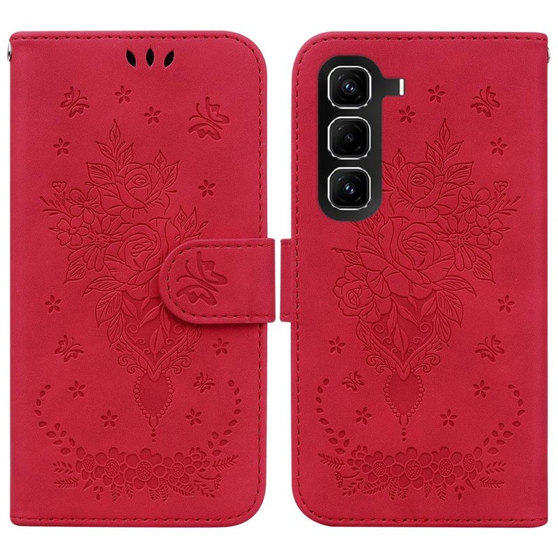 erorex For Infinix Hot 50 Pro+ 4G  Rose Embossed Leather Phone Case(Red) - Image 1