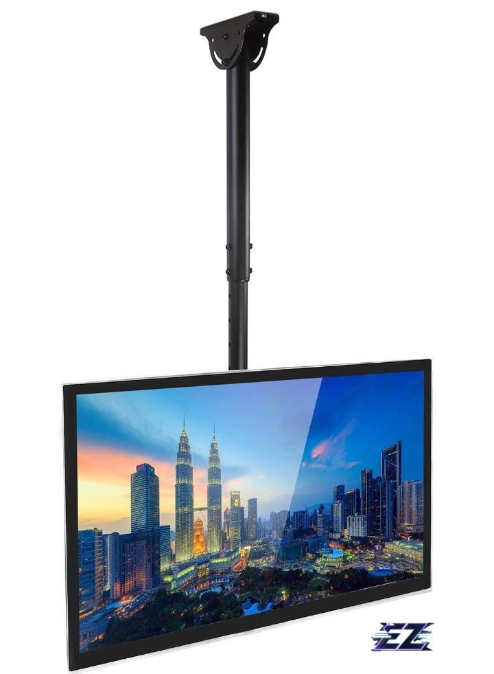ELTRAZONE TV Ceiling Mount Bracket, Adjustable Height Full Motion 360 Deg Rotation Tilting Swiveling for Flat Panel LCD LED OLED Plasma TVs, Fits up to 75 Inch 110 Pound Capacity, Black - Image 1
