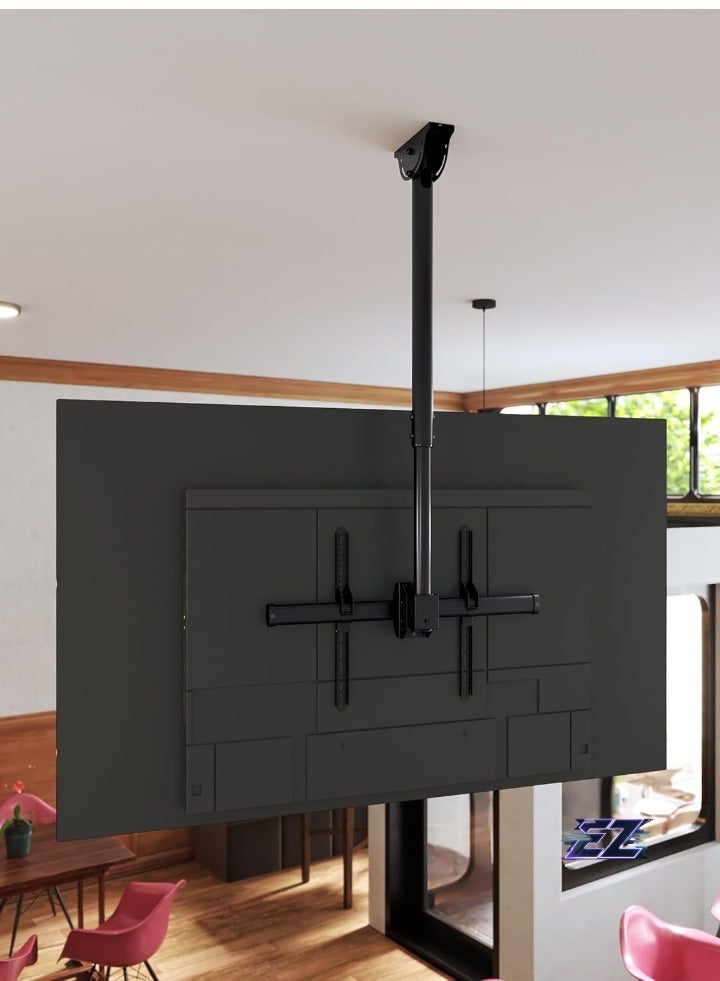 ELTRAZONE TV Ceiling Mount Bracket, Adjustable Height Full Motion 360 Deg Rotation Tilting Swiveling for Flat Panel LCD LED OLED Plasma TVs, Fits up to 75 Inch 110 Pound Capacity, Black - Image 2