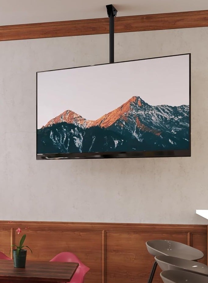 ELTRAZONE TV Ceiling Mount Bracket, Adjustable Height Full Motion 360 Deg Rotation Tilting Swiveling for Flat Panel LCD LED OLED Plasma TVs, Fits up to 75 Inch 110 Pound Capacity, Black - Image 3