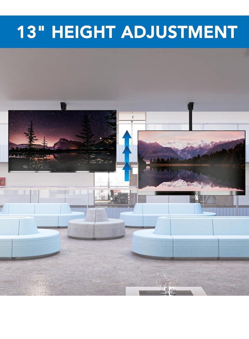 ELTRAZONE TV Ceiling Mount Bracket, Adjustable Height Full Motion 360 Deg Rotation Tilting Swiveling for Flat Panel LCD LED OLED Plasma TVs, Fits up to 75 Inch 110 Pound Capacity, Black - Image 4