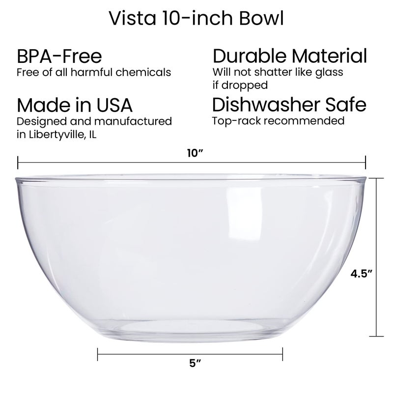 US Acrylic Vista Clear Plastic Salad and Serving 10-inch Bowls | set of 3 | Reusable, BPA-free, Made in the USA | 135 oz. capacity - Image 5