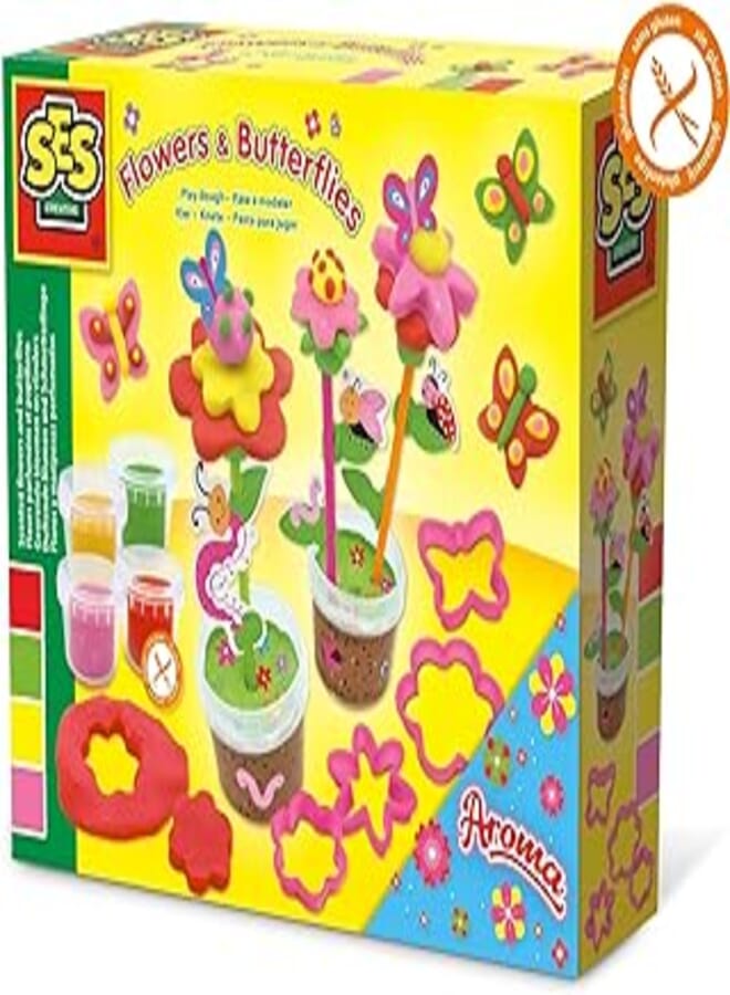 SES Creative 00433 Dough-Scented Flowers and Butterflies, Diverse Colours