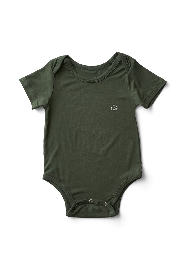 Anvi Baby Organic Bamboo Spandex Bodysuit- Dark Green 0 to 3 months  - Image 1