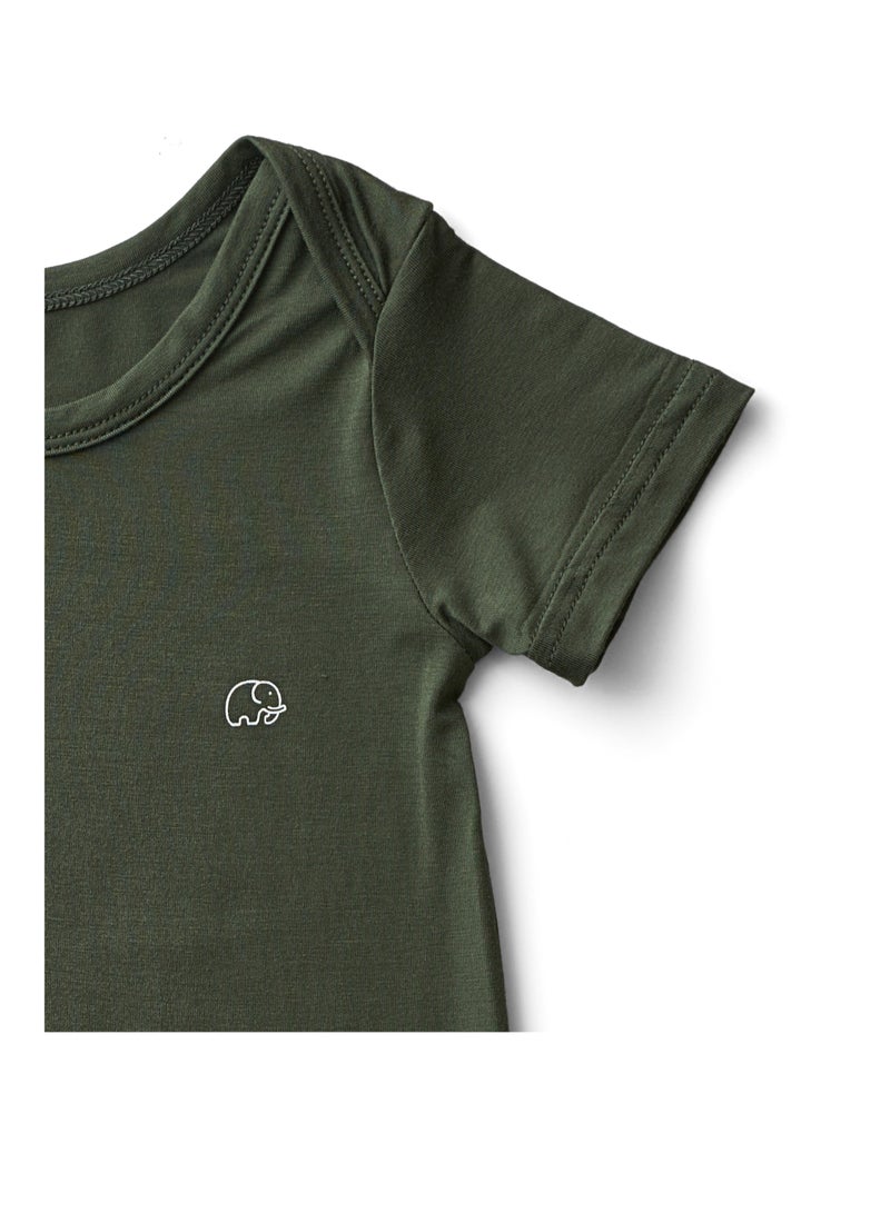 Anvi Baby Organic Bamboo Spandex Bodysuit- Dark Green 0 to 3 months  - Image 2