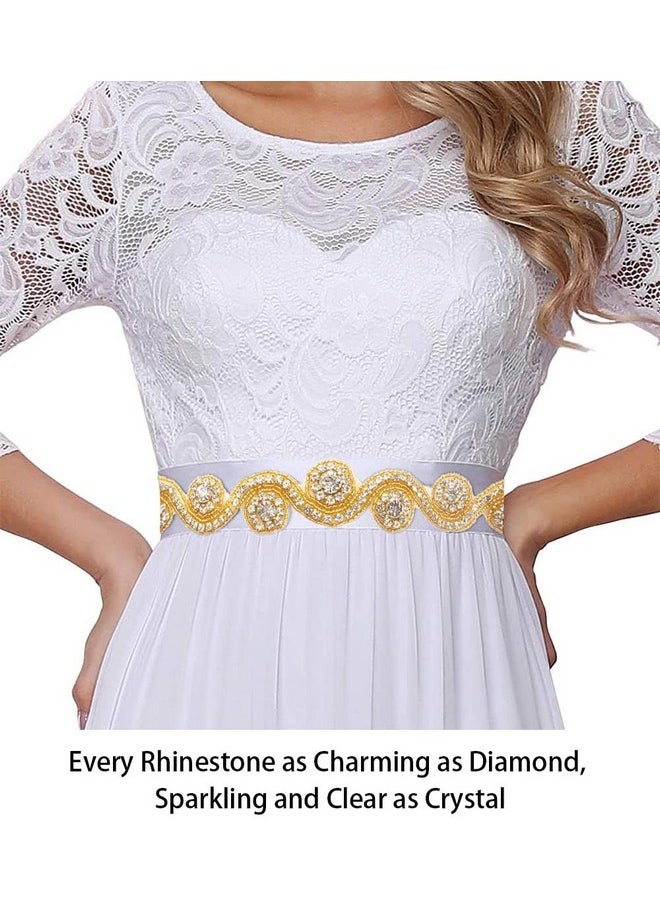 ShiDianYi - Rhinestone Applique For Women Wedding Belt Gold Bridal Sash Rhinestone Belt Dress Belt For Girls (Ra030, Gold) - Image 1