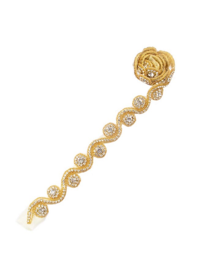 ShiDianYi - Rhinestone Applique For Women Wedding Belt Gold Bridal Sash Rhinestone Belt Dress Belt For Girls (Ra030, Gold) - Image 1