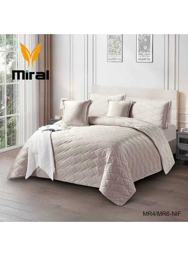 Miral King Size Winter Comforter Set with Faux Fur – 6 Pieces, Includes 240×220 Comforter + 200×200×30 Fitted Sheet + 4 Pillowcases - Image 1