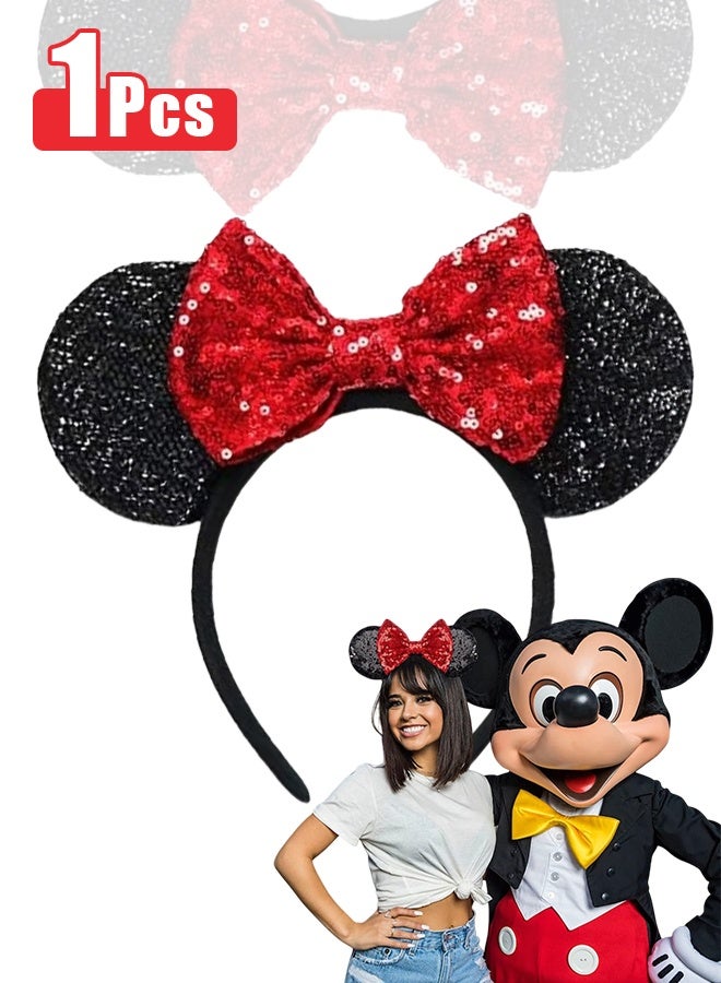 Mickey Mouse ears, sequined Mickey Mouse ear headband, suitable for boys, girls, and ladies for Halloween and birthday parties. - Image 1