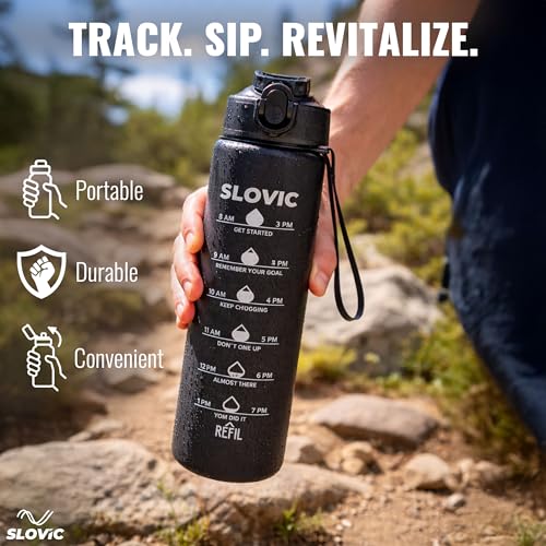 SLOVIC Sipper Water Bottle 1 LTR | Gym Sipper Water Bottles for Adults | Motivational Water Bottle Ideal for Gym, Office, Travel & School | 100% BPA Free | Wide Mouth for Easy Cleaning - Image 3