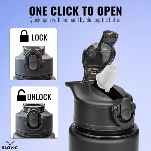 SLOVIC Sipper Water Bottle 1 LTR | Gym Sipper Water Bottles for Adults | Motivational Water Bottle Ideal for Gym, Office, Travel & School | 100% BPA Free | Wide Mouth for Easy Cleaning - Image 2