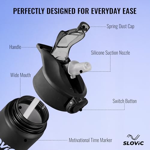 SLOVIC Sipper Water Bottle 1 LTR | Gym Sipper Water Bottles for Adults | Motivational Water Bottle Ideal for Gym, Office, Travel & School | 100% BPA Free | Wide Mouth for Easy Cleaning - Image 4