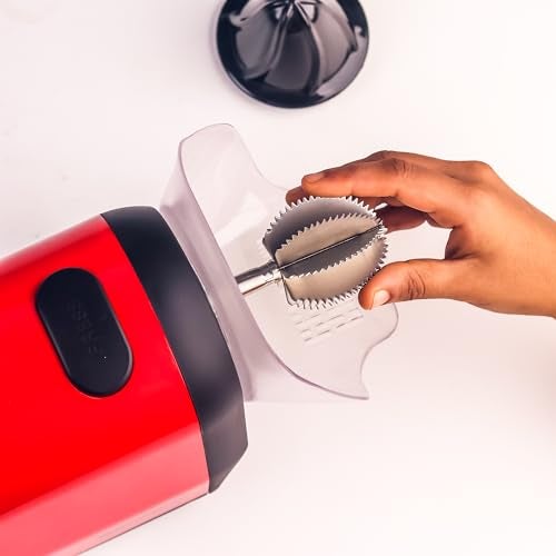 Brewine 2-in-1 Coconut Scraper & Citrus Juicer with Dual Speed Settings, Cooling Fan for Ventilation, Stainless Steel Scraping Blade, Splash Guard, Super Suction Feet for Stability, Red, 200 Watts - Image 2