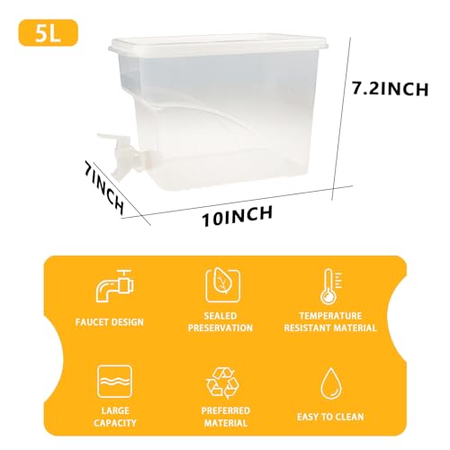 BEWBBAT 2 Pack 1.3 Gallon Fridge Drink Dispenser with Spigot, Leak-proof Plastic Beverage Drink Dispenser Refrigerator Iced Juice Lemonade Dispenser For Party, Bar - Image 3