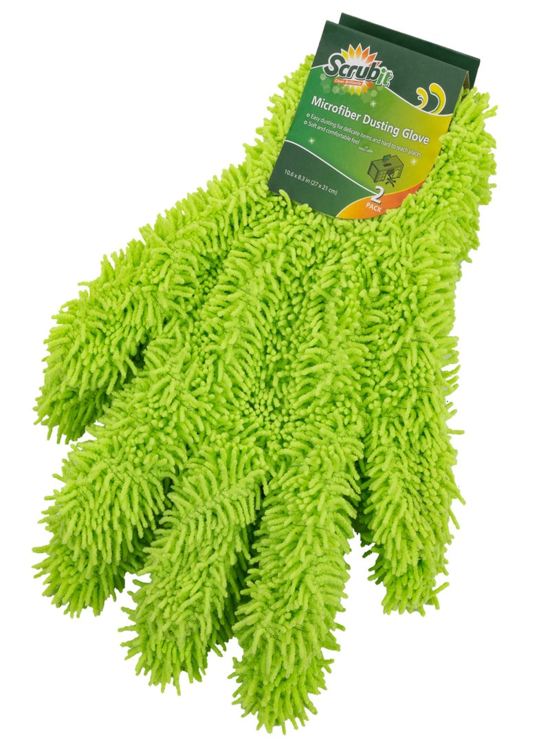 SCRUBIT Microfiber Dusting Glove for Kitchen and Home by Scrubit  Car Furniture  Window Cleaning Gloves  Cuts Through Dirt Without Using Chemicals  Perfect for Stainless Steel Dusting 2 Pack Green - Image 3