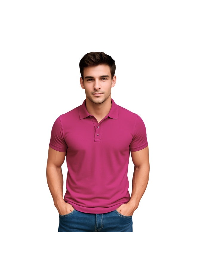 PRINTSHOP4ME Men's Regular-Fit Golf Polo T-shirt Pure Cotton Short Sleeve 220 GSM Basic Colors - Image 1