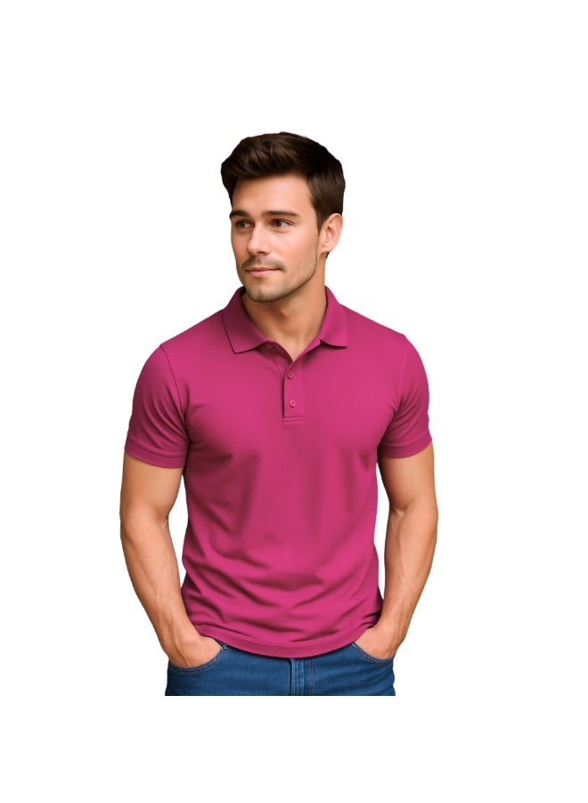 PRINTSHOP4ME Men's Regular-Fit Golf Polo T-shirt Pure Cotton Short Sleeve 220 GSM Basic Colors - Image 2