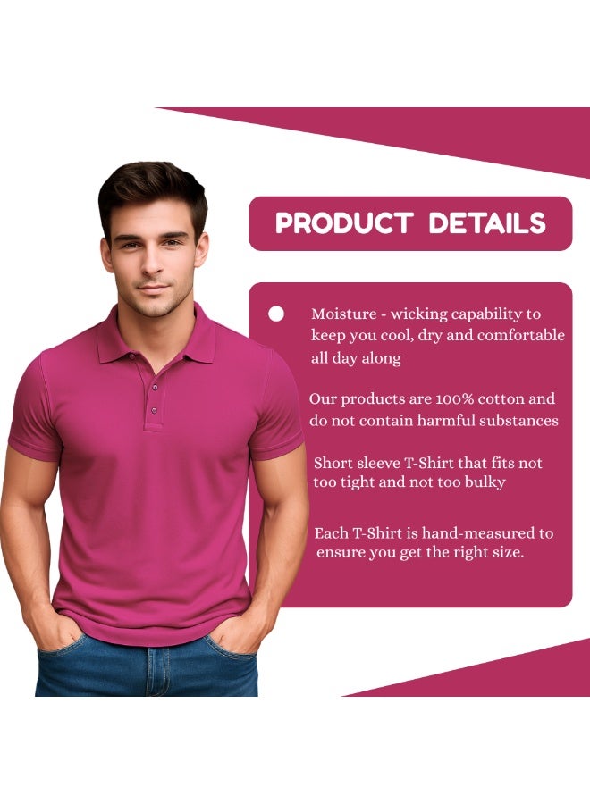 PRINTSHOP4ME Men's Regular-Fit Golf Polo T-shirt Pure Cotton Short Sleeve 220 GSM Basic Colors - Image 3