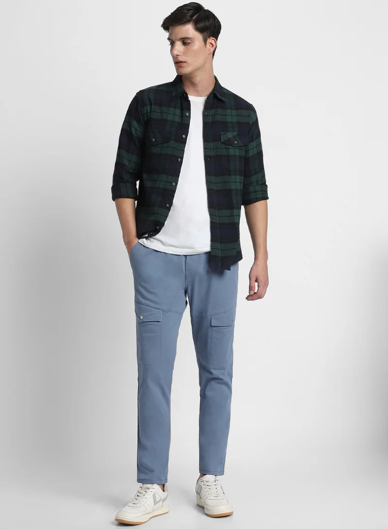 Dennis Lingo Steel Blue Cargo Trousers for Men, Slim Fit