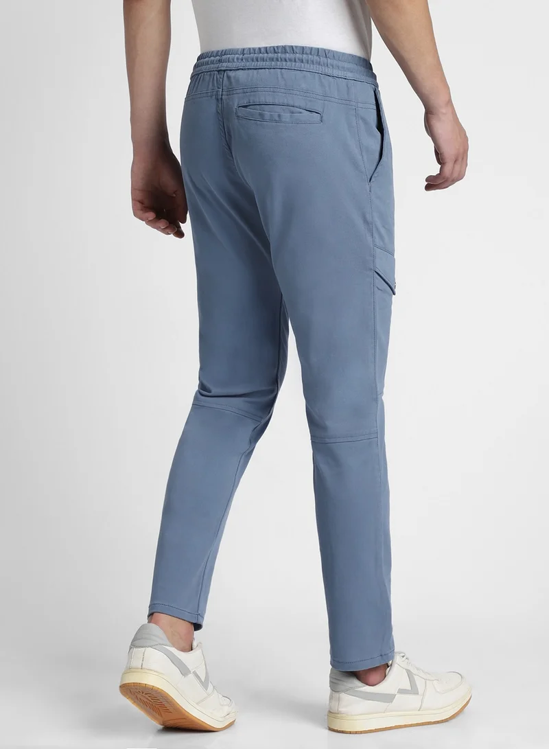 Dennis Lingo Steel Blue Cargo Trousers for Men, Slim Fit