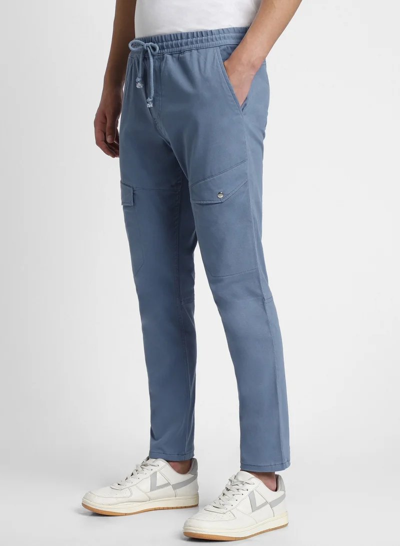 Dennis Lingo Steel Blue Cargo Trousers for Men, Slim Fit
